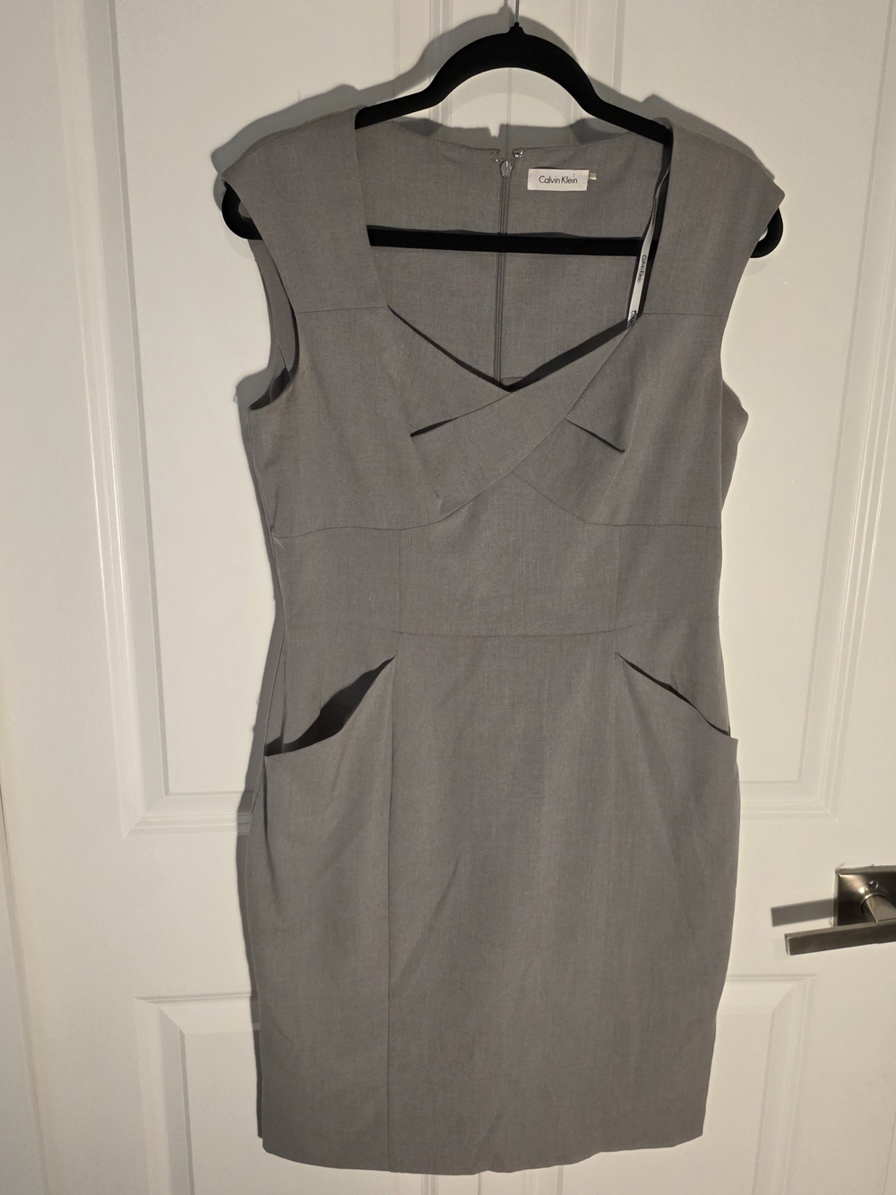 Calvin Klein Light Gray Cap-Sleeve Sheath Dress